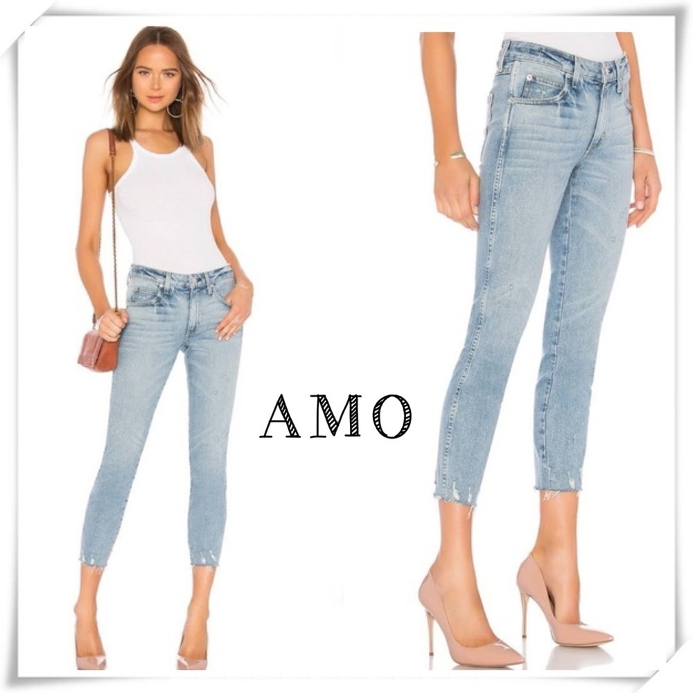 AMO Stix Crop Skinny Jeans in Check Ya Later Light Washed
